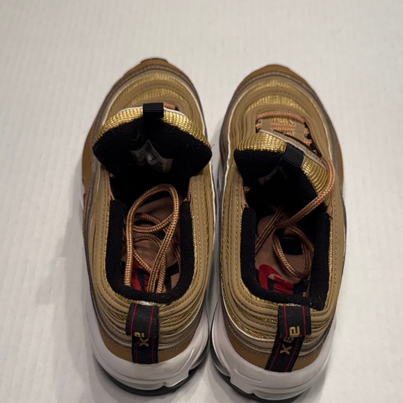Nike Kids Air Max 97 Metallic Gold with Red Accents Size 4 Unisex Retro design - Picture 8 of 8